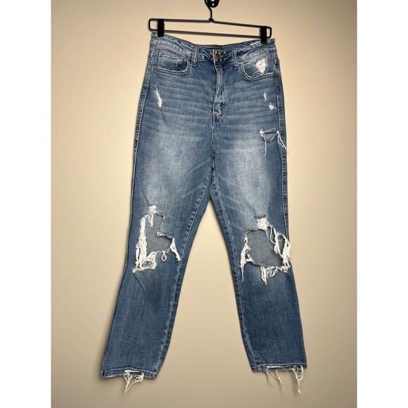 Flying Monkey Denim - Flying Monkey Ultra High Rise Ankle Straight Distressed Jeans Size 28